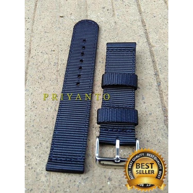 DF377>> STRAP TALI JAM TANGAN CANVAS SEIKO ORIGINAL 22 24 26 MM HITAM