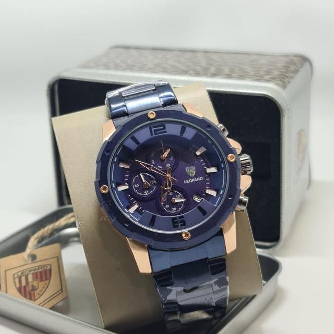 DB72>> BISA COD JAM TANGAN PRIA LEOPARD 8806 ORIGINAL RANTAI STAINLESS TANGGAL AKTIF CHRONO AKTIF DI