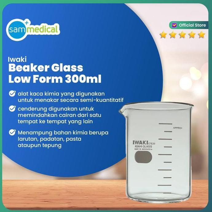 Iwaki Pyrex Beaker Glass Low Form/ Gelas Kimia / Gelas Takar - 300 Ml