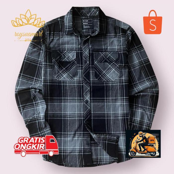 hj-43 Promo Spesial Kemeja Flannel F*X Racing Katun 100% S-2XL Termurah Termurah
