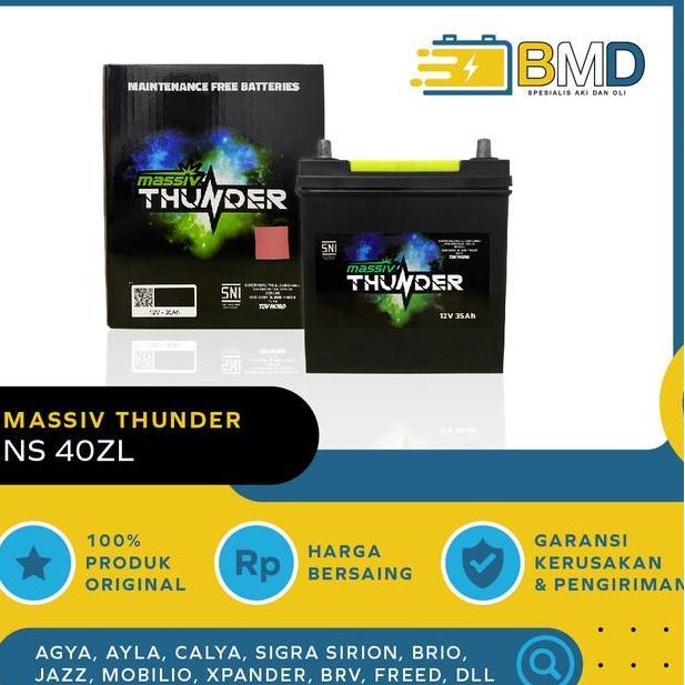 Aki Massiv Thunder Ns40Zl Mobil Corolla Altis Hilux Sirion Jazz