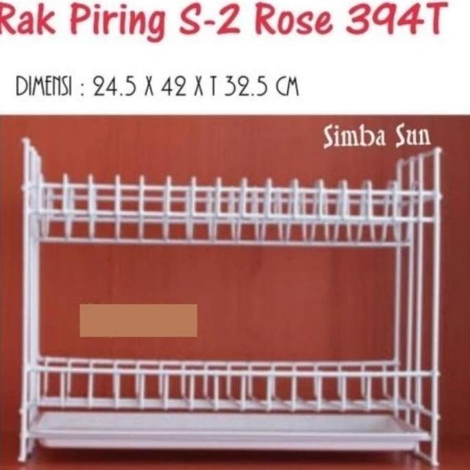 SIMBASUN : RAK PIRING & GELAS KAWAT SUSUN 2 + NAMPAN ROSE 394 T TRAY