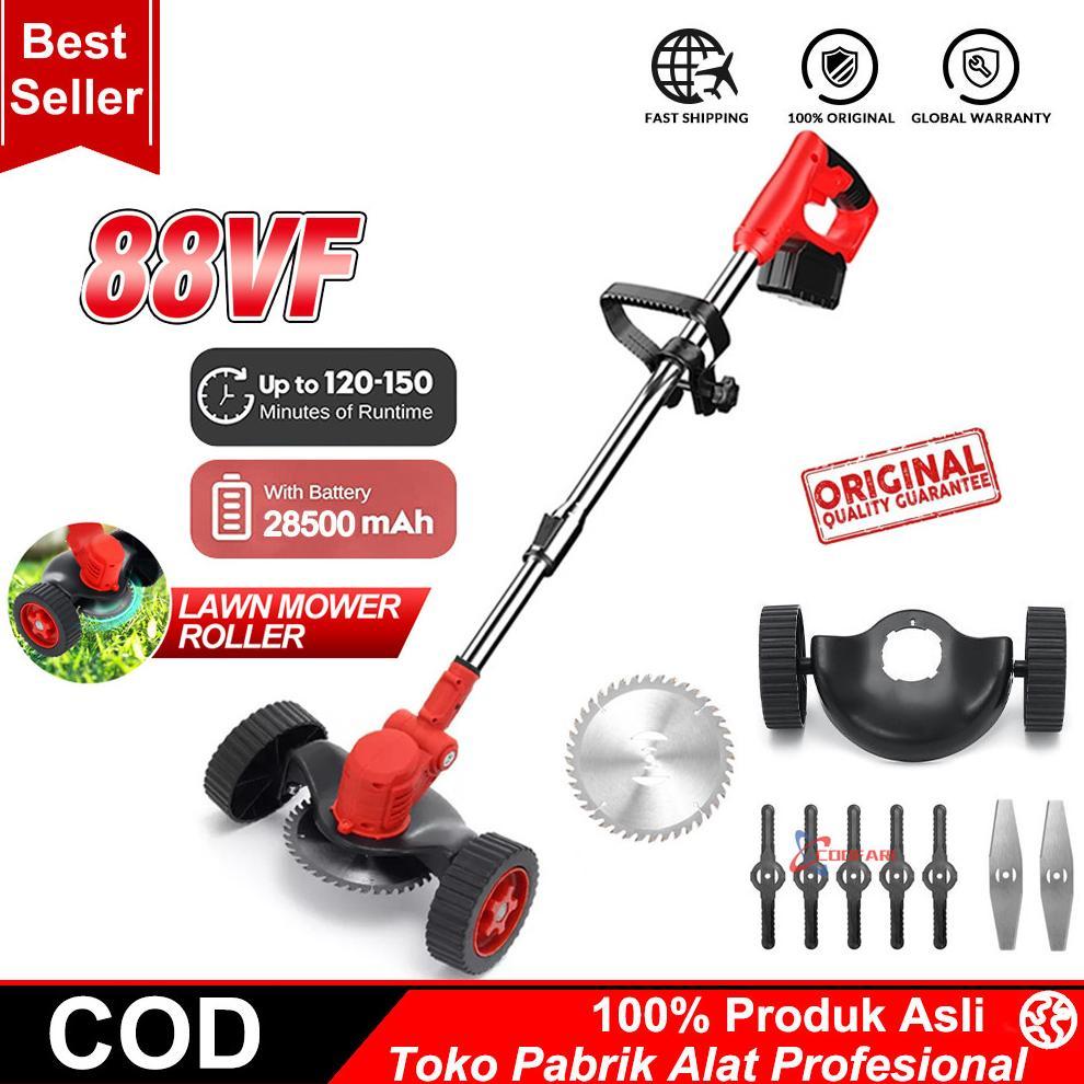 88VF Mesin Pemotong Rumput dengan Roda Listrik Pemotong Rumput Pemangkas Portable Cordless Mesin Pem