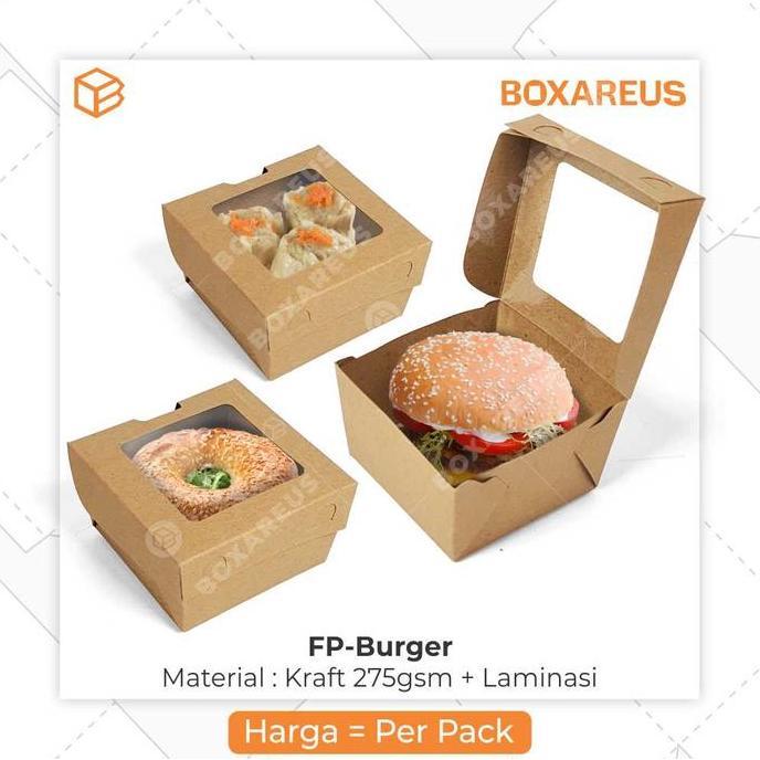 Terlaris Box Burger Lunch Box Packaging Kotak Makanan Dus Dimsum Takoyaki | Fp Burger