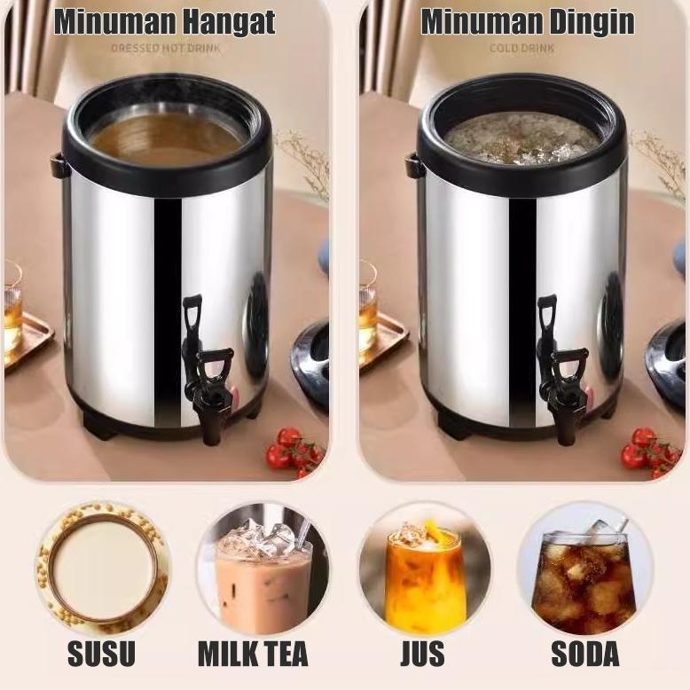 Bisa Cod Lenodi/ Steel Sus304 8L/10L/12L Termos Milk Tea Bucket Jumbo /Termos Air Milk Tea 8 10 12 L