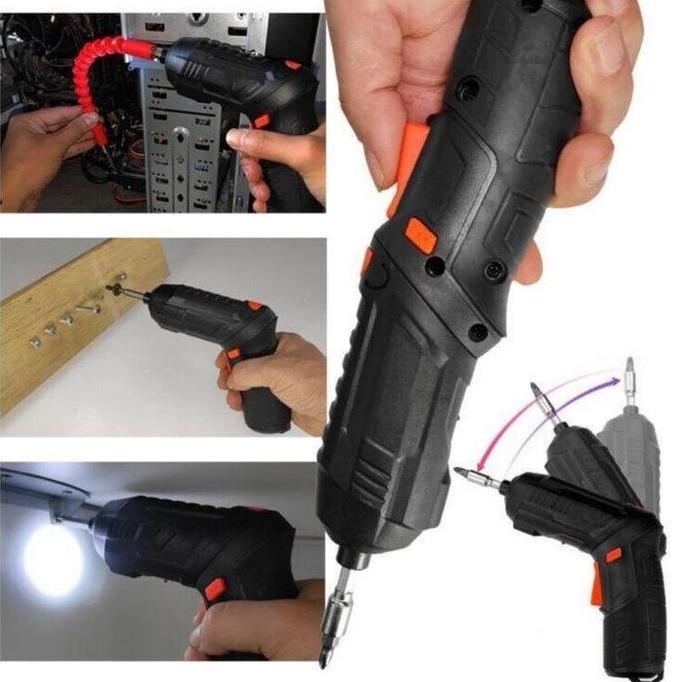 New Model 48Pcs Mesin Bor Obeng Baterai Cordless Folding Li-Ion Cordless Drill Set - Toolbox Set - C