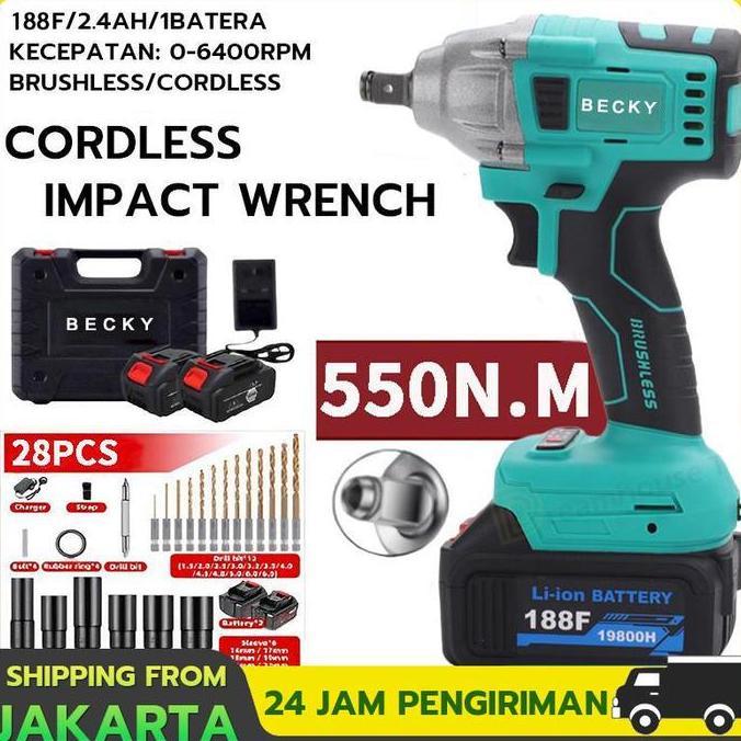 Cordless Impact Wrench Brushless  Impact Baterai Mesin Bor Untuk Baut Mobil Impact/Impact Wrench Cor
