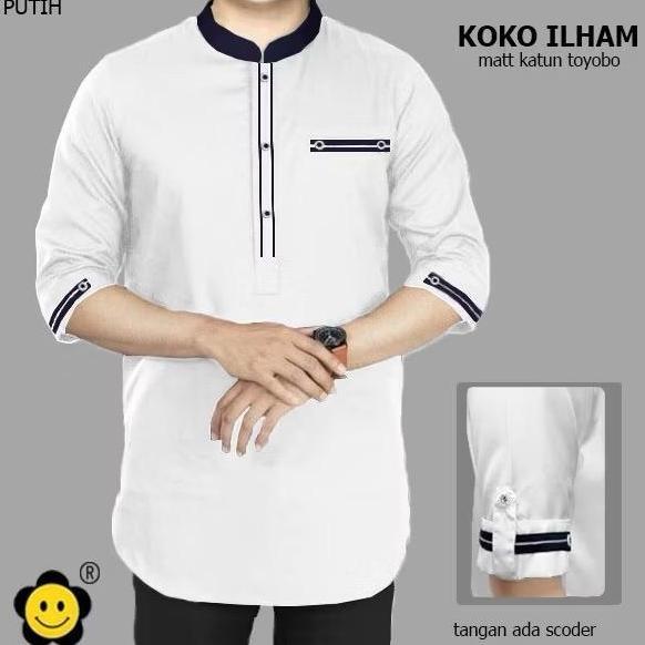 Promo Baju koko kurta Ilhami lengan skoder 3/4 bahan toyobo COD