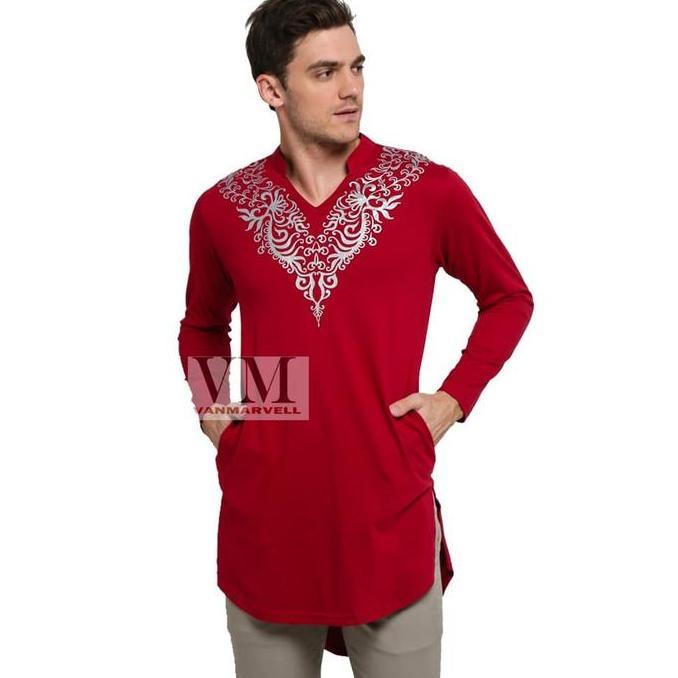 Promo VM Baju Koko Jumbo Gamis Koko Panjang merah Maroon - GK-03 COD