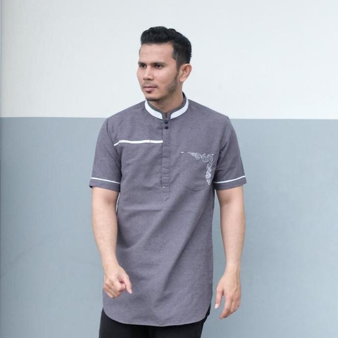 Promo Kurta Al Abrar 3051 Lengan Pendek Lavender Koko Motif Pria COD