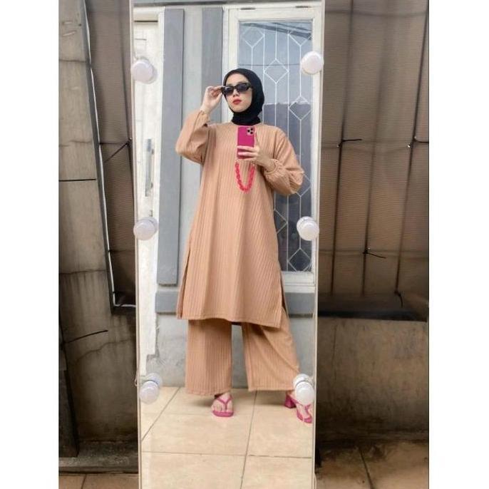 Promo ONSET TUNIK KNIT HORNET / STELAN KNIT TERBARU / SET TUNIK Atasan Cantik Celana Nyaman Panjang 