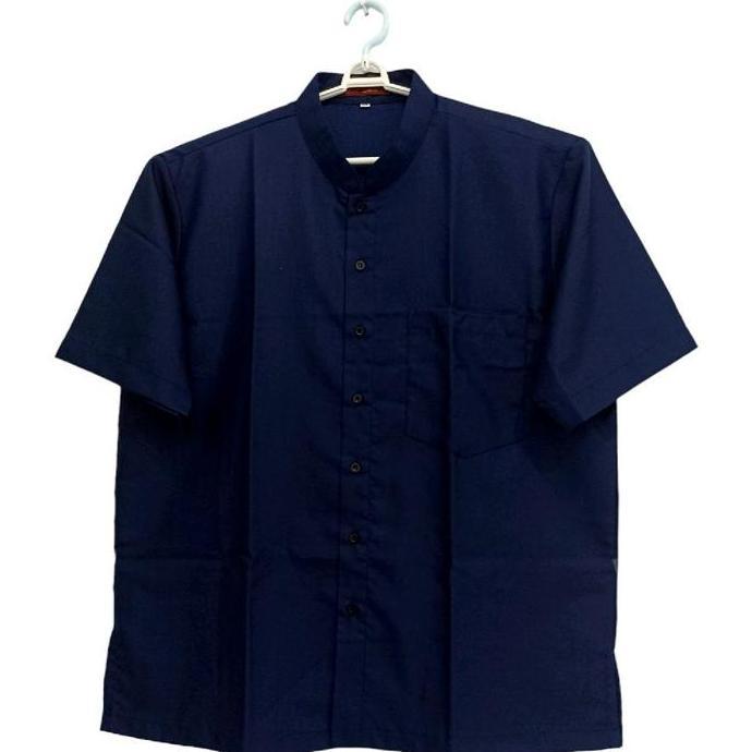 Promo Baju koko pria  lengan pendek warna biru tua/ navy  ukuran jumbo bigsize xxl 4L 5L 6L 7L 8L 9L