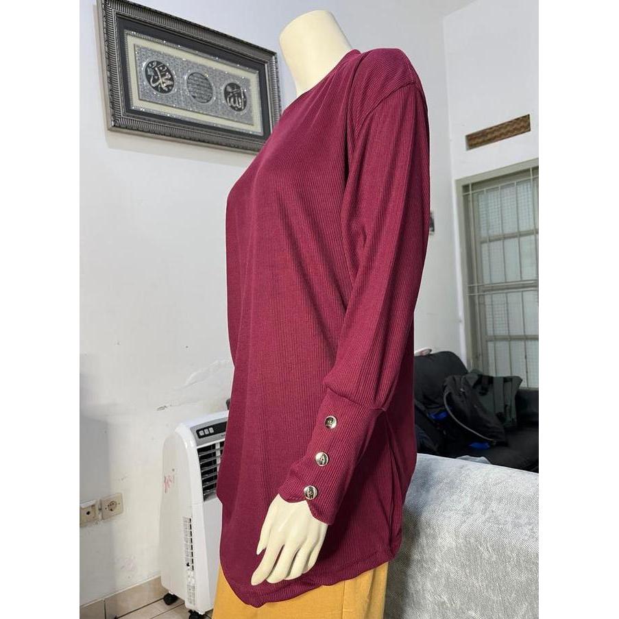 Promo Aleeya Rib Tunik Jumbo Lengan Variasi Kancing COD