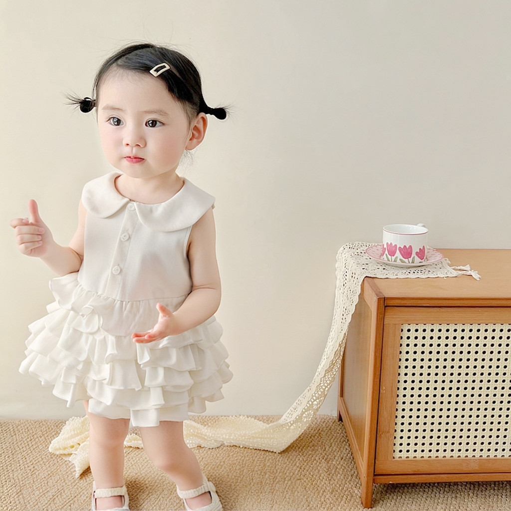 [COD]Gaun bayi perempuan, gaun kue putih lucu, rok putri untuk anak perempuan