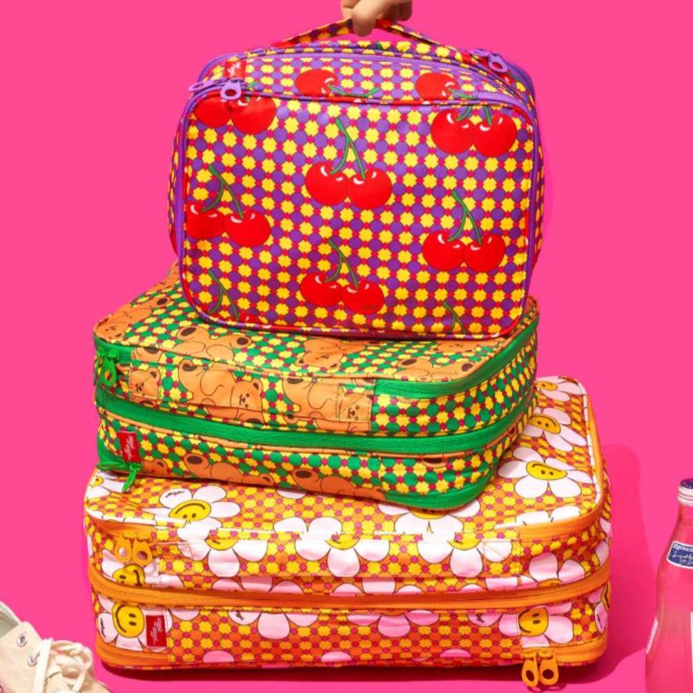 Wiggle Wiggle Travel Compression Pouch - Retro Check Travel Tas Travel Lucu Korea