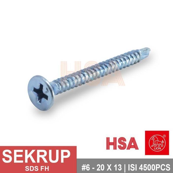 Promo Skrup Sds / Self Drilling Screw Fh Lion #6 X 13 | Isi 4500/Ktk Cod