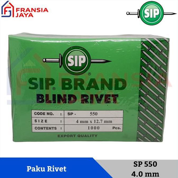 Promo Sip Paku Rivet 4.0 X 12.7 Mm Sip 550 Per 1 Dus Isi 1000 Pcs Cod