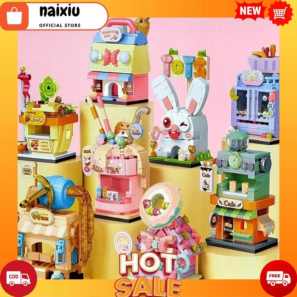 Mainan Anak Perempuan Sembo Block Store Toys Cafe Milk Tea Bar Cosmetic Shop Cod [A4]