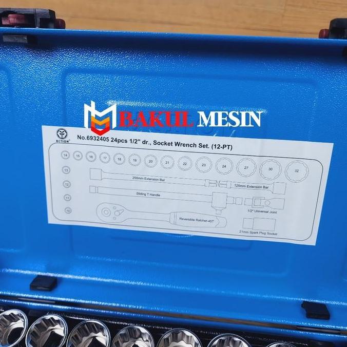 Kunci shocket socket soket set 8-32mm 24pcs ACTION 12PT