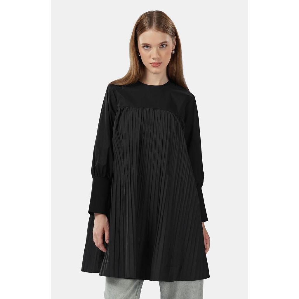 Promo Benang Jarum - Briella Pleats Blouse - Black COD