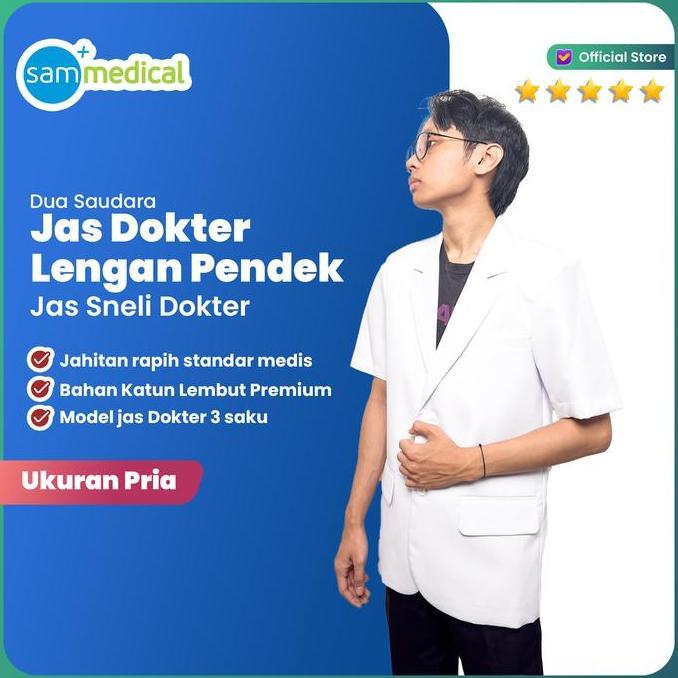 Jas Dokter Pria Lengan Pendek / Sneli Pria Lengan Pendek