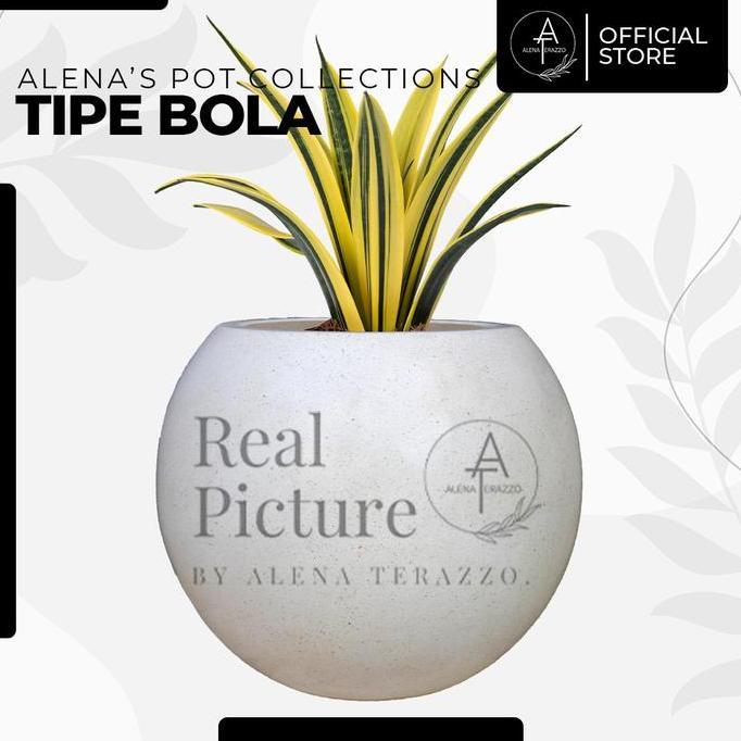 Terlaris Pot Tanaman Hias Mini Pot Teraso Tipe Bulat Glossy Alena Terrazzo