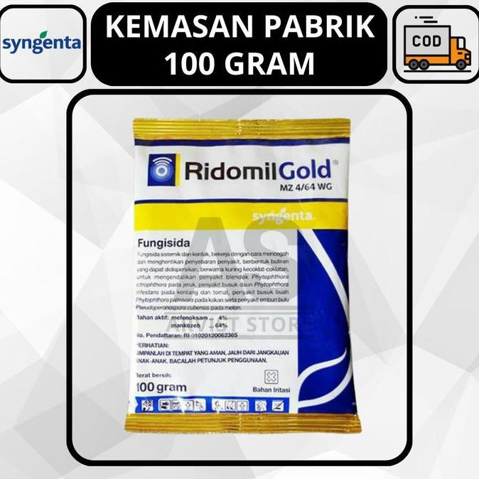Fungisida RIDOMIL GOLD MZ 4 64 WG 100 Gram Syegenta Bahan Aktif Mefenoksam dan Mankozeb