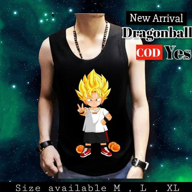 DS54 - kaos singlet pria murah distro lekbong Drago Ball keren Oblong Cowok Motif Dewasa Katun Atasa