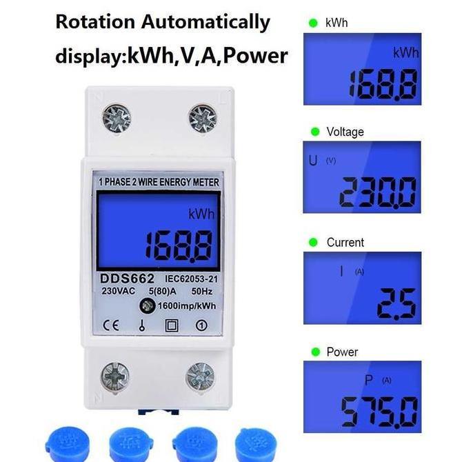 MCB Digital kWh Meter Digital Pengukur Meteran Listrik PLN Digital 1P
