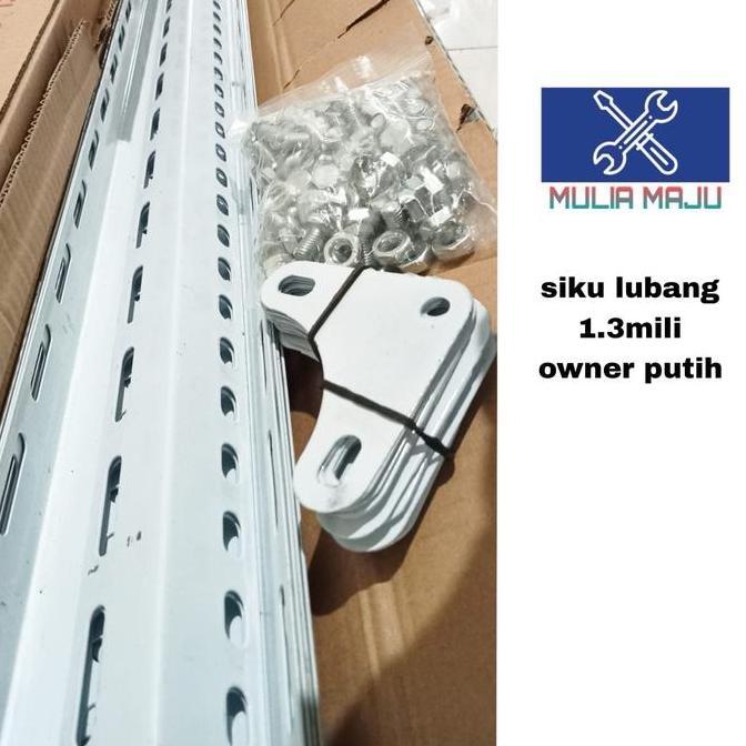 Besi Siku Lubang 1,3mili Owner Putih / Besi siku lubang putih