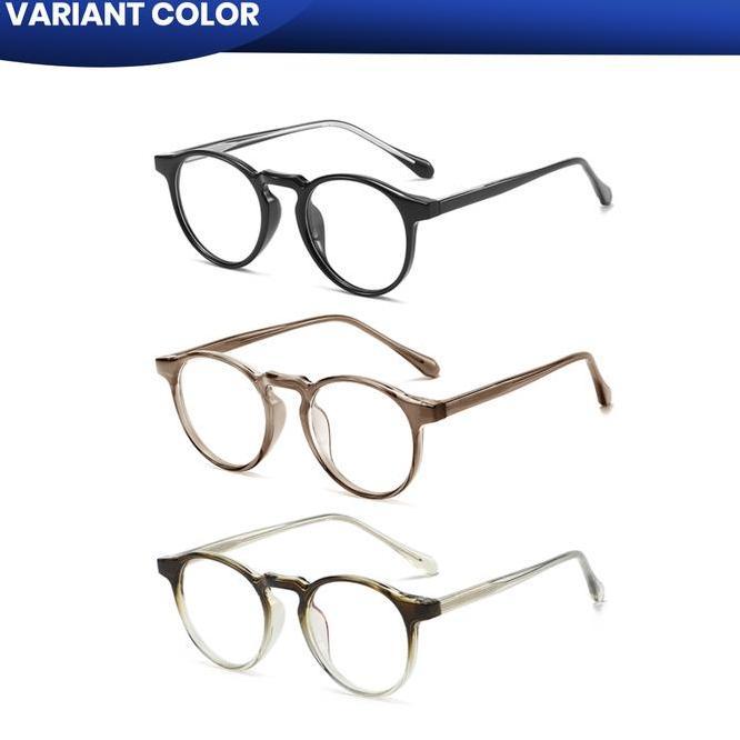 Kacamata Frame Bulat Tr90 Ringan Dan Nyaman Lensa Photocromic Blueray Glasses Anti Cahaya U Pengguna