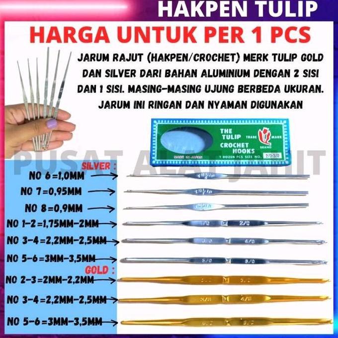 ASLI HAKPEN HAKKEN CROCHET HOOKS ALAT JARUM RAJUT MERAJUT TULIP EMAS GOLD ORIGINAL PER 1 PC