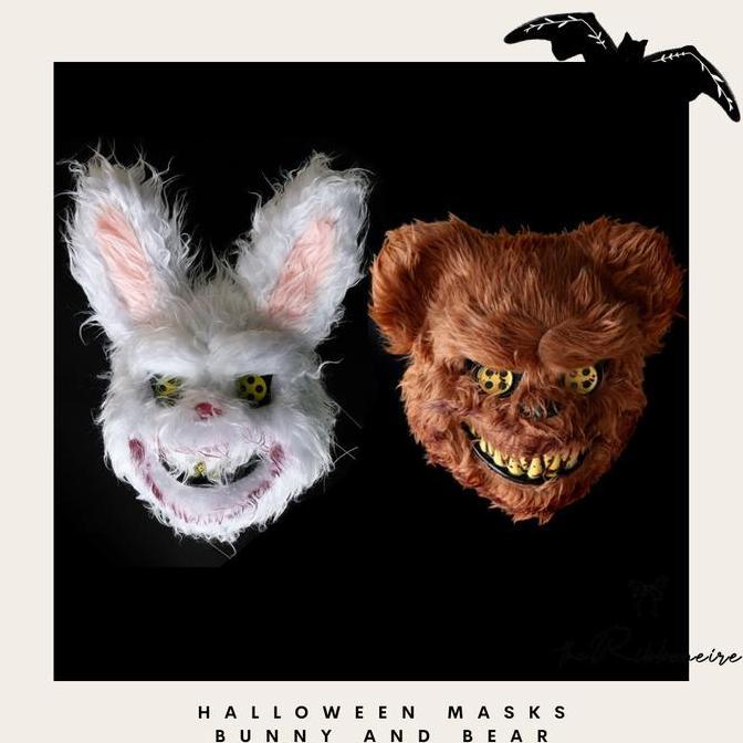 Topeng halloween halloween mask topeng kelinci topeng beruang bulu