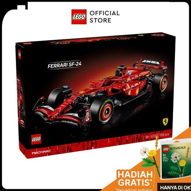 Lego Technic 42207 Ferrari Sf24 F1 Car 1361 Pieces Mainan Susunan Balok 18 Tahun