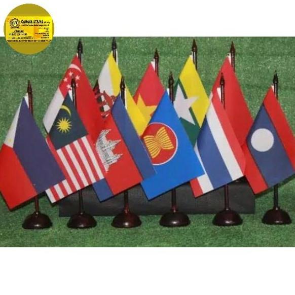Ready BENDERA MEJA ASEAN SATU SET BENDERA ASEAN