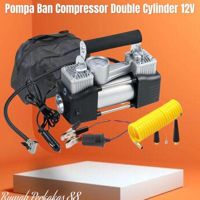 Compressor 2 Cylinder Pompa Angin Ban Elektrik Mobil Motor Bus