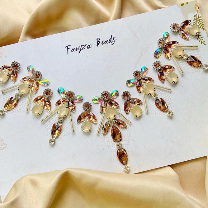 Payet Rangkai F18 Payet Leher Bisa Custom Warna Renda Elegant Anyaman Mutiara