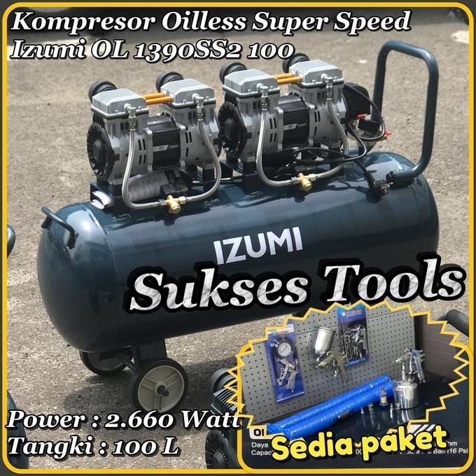 Promo Kompresor Oilless Izumi Ol 1390 Ol1390 Ss2 100 Kompressor 3,5 Hp 100 L Cod