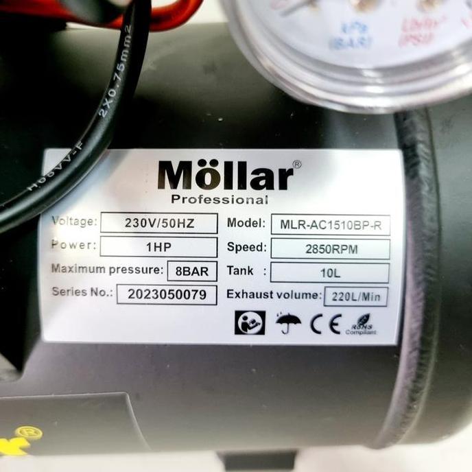 Promo Mollar Kompresor Angin Silent Oilless Auto 10Lt/1Hp Tipe Black Panther Cod