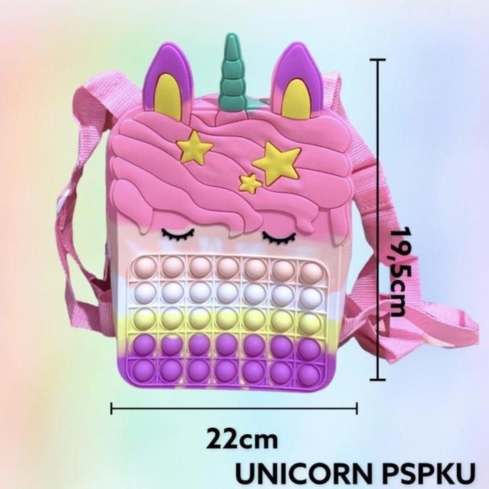 Ransel Pop It JUMBO Kartun Tas Anak LUCU Kupu-Kupu & Unicorn Rainbow