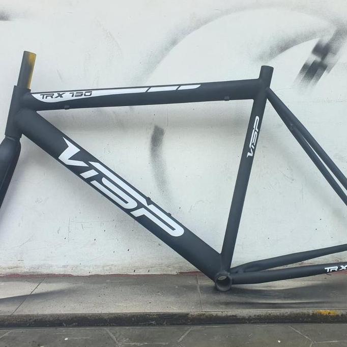 FRAMESET FIXIE VISP HITAM BLACK FRAME SET STEEL IMPOR DECAL FIXED GEAR RANGKA SEPEDA 700C BLACK BUKA