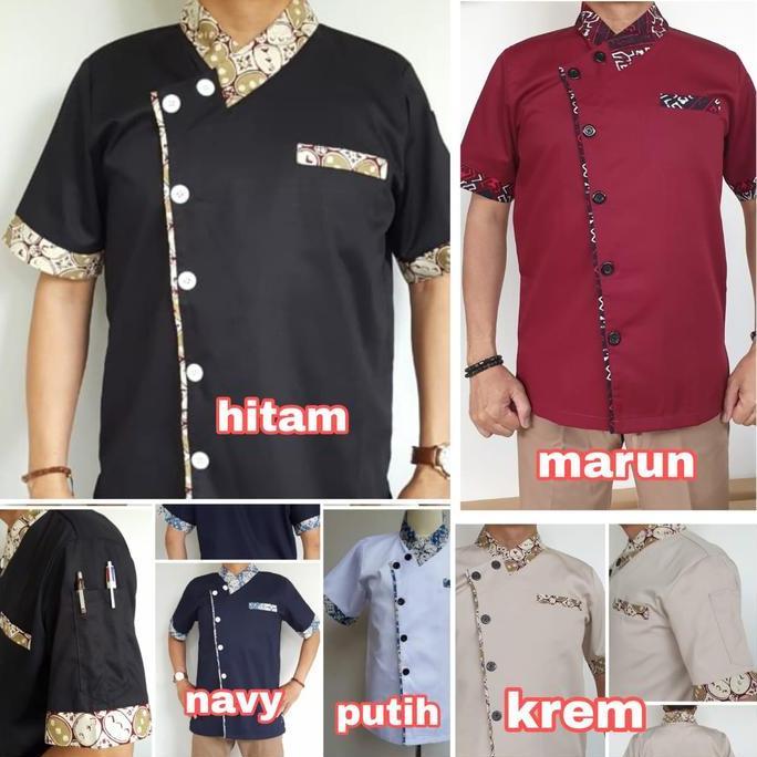 Baju Chef Kombi Batik Pria MARUN