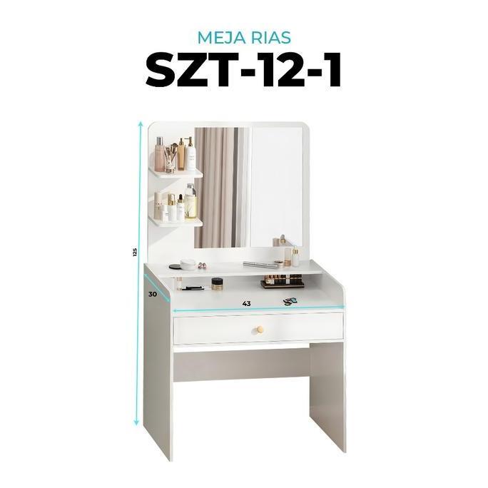 Meja Rias Cermin Minimalis Meja Rias Serbaguna Lemari Rak Kosmetik Laci Bahan Kayu SZT-12