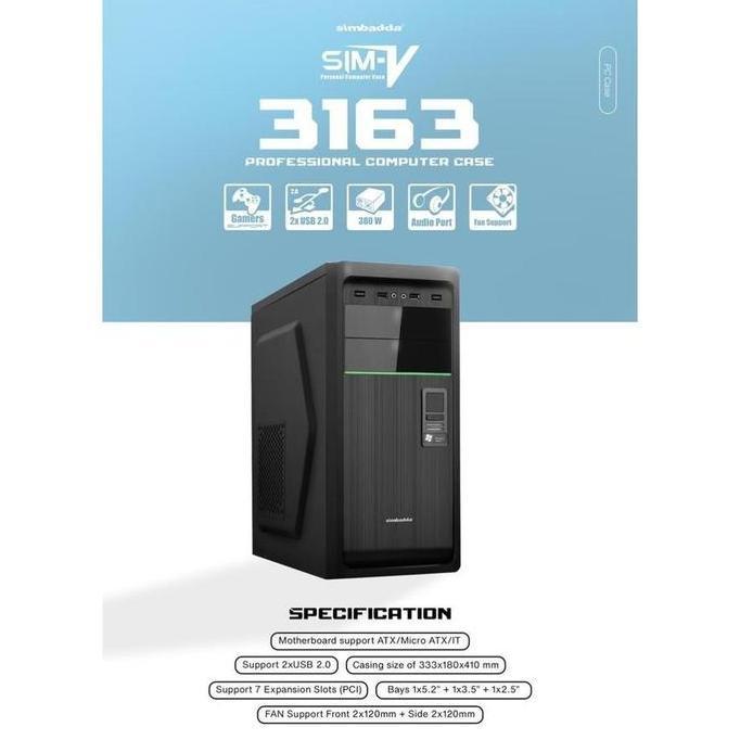 BEBAS ONGKIR - Case / Casing SIMBADDA SIM-V 3163 with 380W PSU