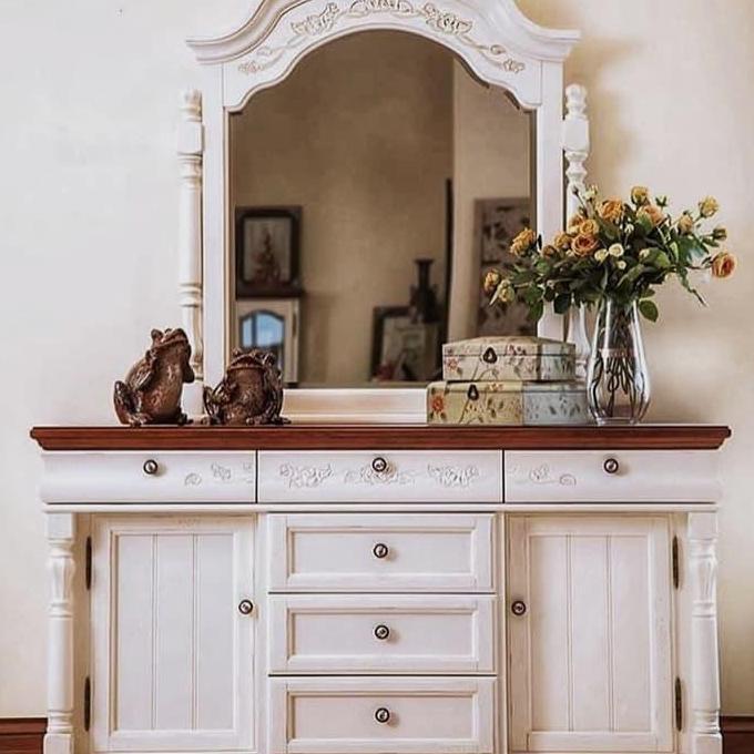 Meja rias bufet cermin kaca cabinet ukir elegan minimalis antik