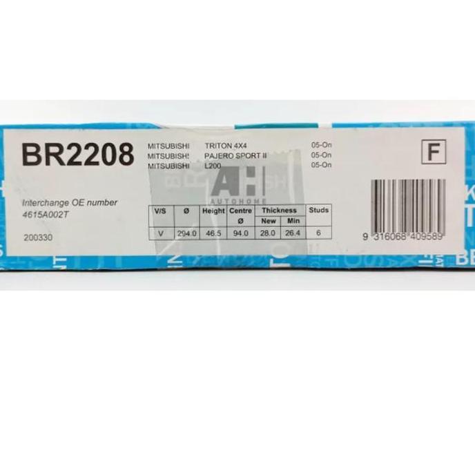 NEW Piringan Cakram Pajero Sport 2008-2015 BENDIX Disc Brake Rotor BR2208