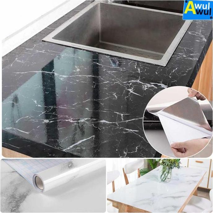 NORTON Stiker Wallpaper Motif Marmer Laminating Perabotan Rumah Meja Dapur