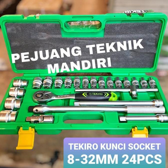 EXAMINER KUNCI SOK SET TEKIRO 8 - 32 MM 24PCS / KUNCI SOCKET TEKIRO 8-32MM 24PC