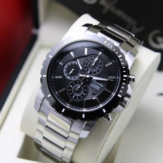 ALEXANDRE CHRISTIE AC6141 AC 6141 SILVER BLACK JAM TANGAN ORIGINAL