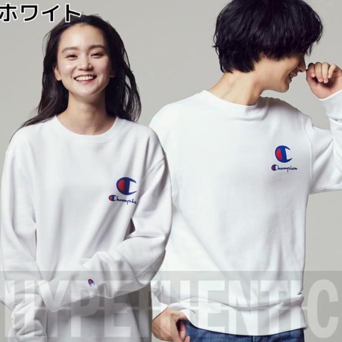 Champion Sweatshirt C Script Crewneck White Original / Sweater Putih